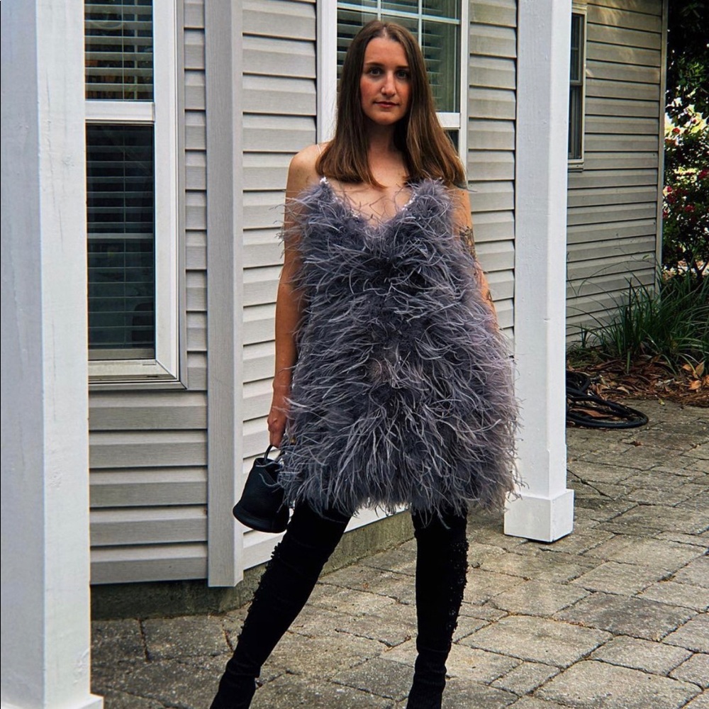 Ostrich feather mini dress - The Attico dupe - S